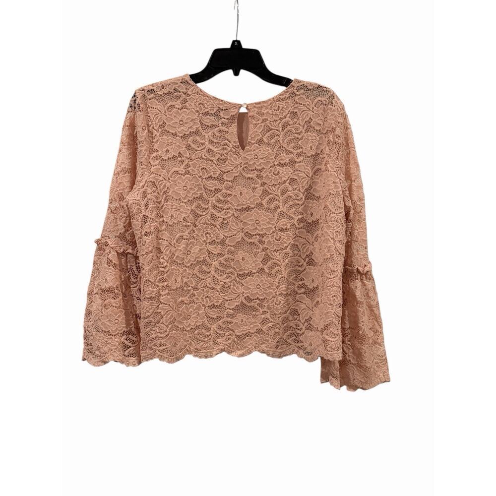 Worthington Pink Lace Women’s XL Bell Sleeve Top Romantic Floral Victorian - Picture 2 of 10